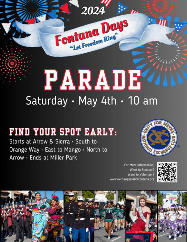 Come Join Us at the 2024 Fontana Days Parade Exchange Club of Fontana